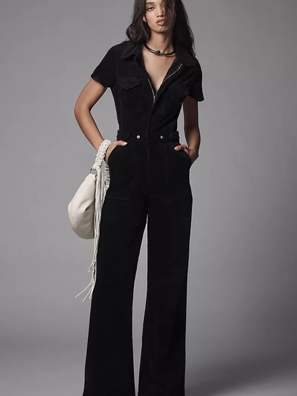 GOOD AMERICAN~Fit For Success Denim Jumpsuit~BLACK NEW Size MEDIUM